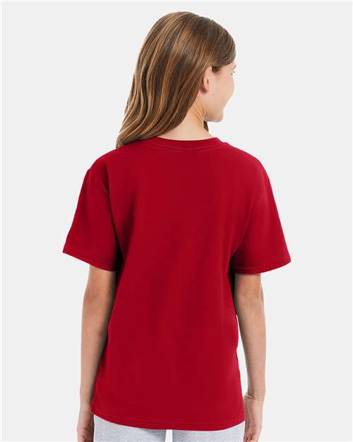 Hanes 498Y Youth Perfect-T T-Shirt - Deep Red - model back