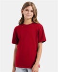 Hanes 498Y Youth Perfect-T T-Shirt - Deep Red - model front