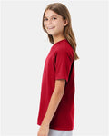 Hanes 498Y Youth Perfect-T T-Shirt - Deep Red - model side