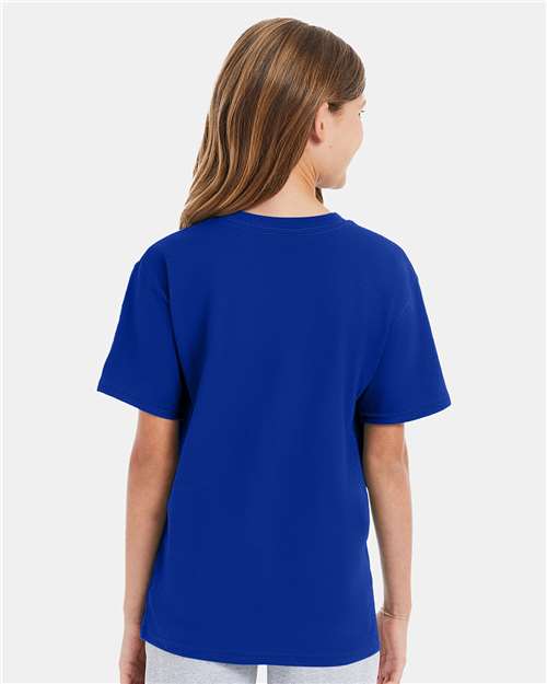 Hanes 498Y Youth Perfect-T T-Shirt - Deep Royal - model back