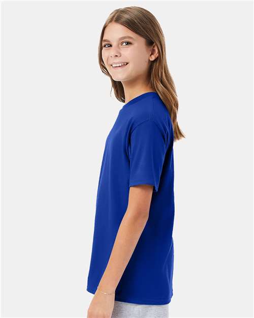 Hanes 498Y Youth Perfect-T T-Shirt - Deep Royal - model side
