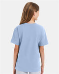 Hanes 498Y Youth Perfect-T T-Shirt - Light Blue - model back