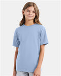 Hanes 498Y Youth Perfect-T T-Shirt - Light Blue - model front