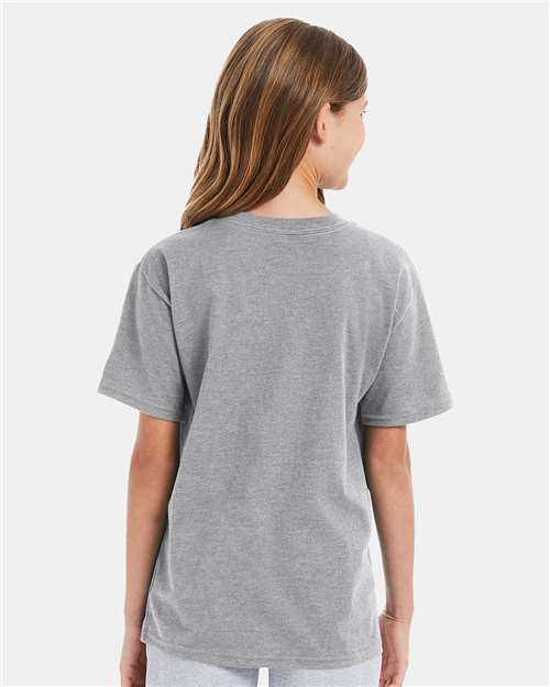 Hanes 498Y Youth Perfect-T T-Shirt - Light Steel - model back