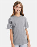 Hanes 498Y Youth Perfect-T T-Shirt - Light Steel - model front