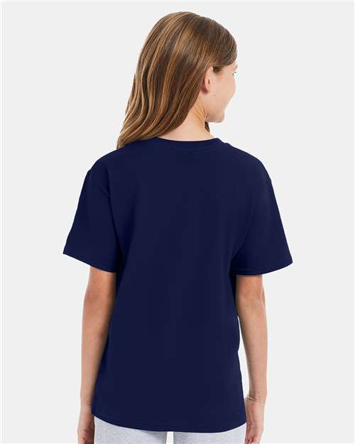 Hanes 498Y Youth Perfect-T T-Shirt - Navy - model back