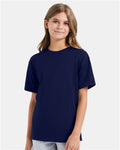 Hanes 498Y Youth Perfect-T T-Shirt - Navy - model front