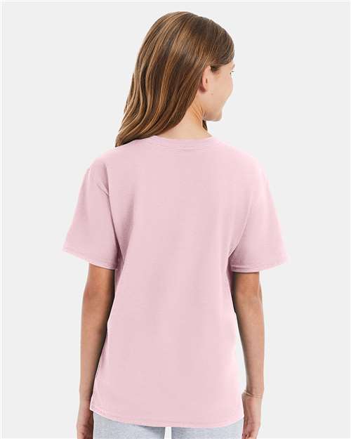 Hanes 498Y Youth Perfect-T T-Shirt - Pale Pink - model back