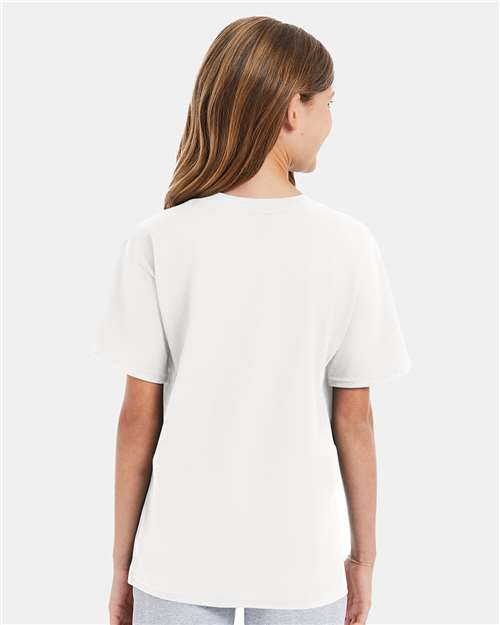 Hanes 498Y Youth Perfect-T T-Shirt - White - model back