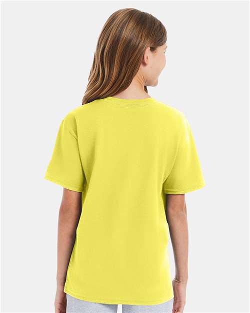 Hanes 498Y Youth Perfect-T T-Shirt - Yellow - model back