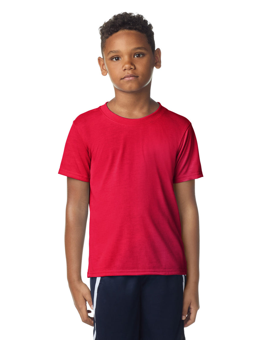 Gildan 42000B Youth Performance T-Shirt - Red - model front