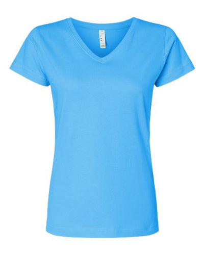 LAT 3507 Women's Fine Jersey V-Neck Tee - Aqua - front