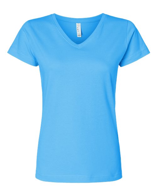 LAT 3507 Women's Fine Jersey V-Neck Tee - Aqua - front