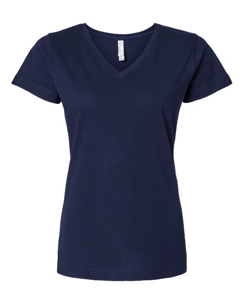 LAT 3507 Women's Fine Jersey V-Neck Tee - Navy - front