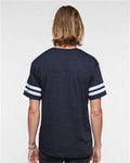 LAT 6937 Unisex Football Fine Jersey Tee - Vintage Navy/ White - model back