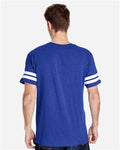 LAT 6937 Unisex Football Fine Jersey Tee - Vintage Royal/ White - model back