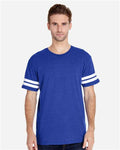 LAT 6937 Unisex Football Fine Jersey Tee - Vintage Royal/ White - model front