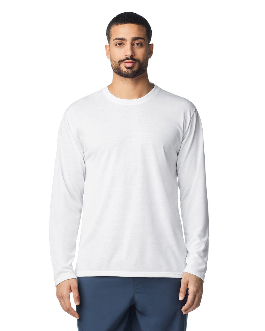 Gildan 42400 Unisex Performance Long Sleeve T-Shirt - White - model front