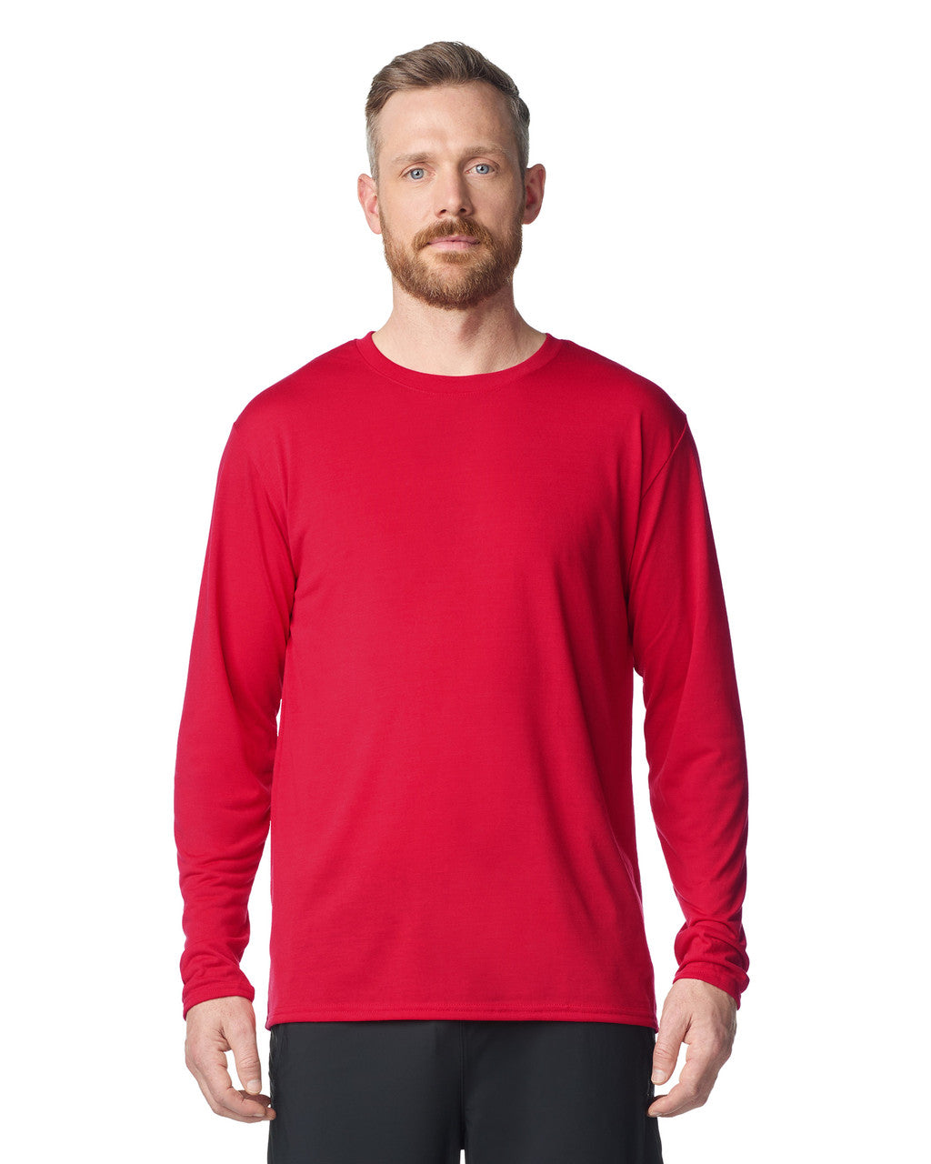 Gildan 42400 Unisex Performance Long Sleeve T-Shirt - Red - model front