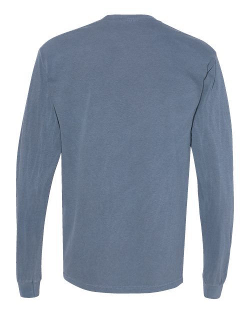 Comfort Colors 4410 Garment-Dyed Heavyweight Long Sleeve Pocket T-Shirt - Blue Jean - back