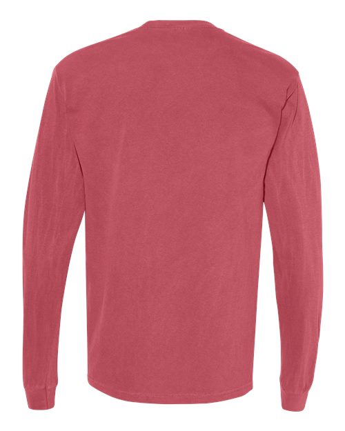 Comfort Colors 4410 Garment-Dyed Heavyweight Long Sleeve Pocket T-Shirt - Crimson - back