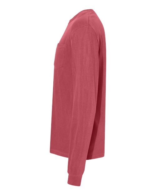 Comfort Colors 4410 Garment-Dyed Heavyweight Long Sleeve Pocket T-Shirt - Crimson - side