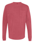 Comfort Colors 4410 Garment-Dyed Heavyweight Long Sleeve Pocket T-Shirt - Crimson - front