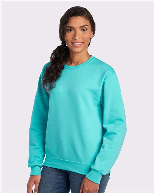 Jerzees 562MR NuBlend Crewneck Sweatshirt - Scuba Blue - model side