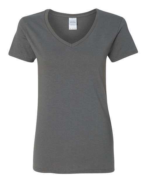 Gildan 5V00L Women's Heavy Cotton V-Neck T-Shirt - Charcoal - front