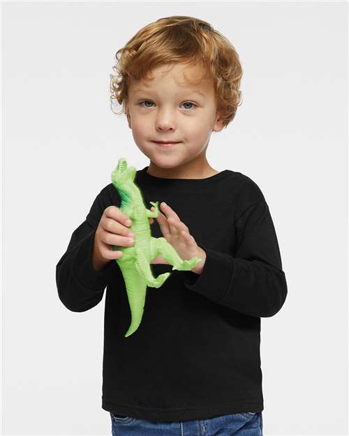 Rabbit Skins 3302 Toddler Fine Jersey Long Sleeve Tee - Black - model front