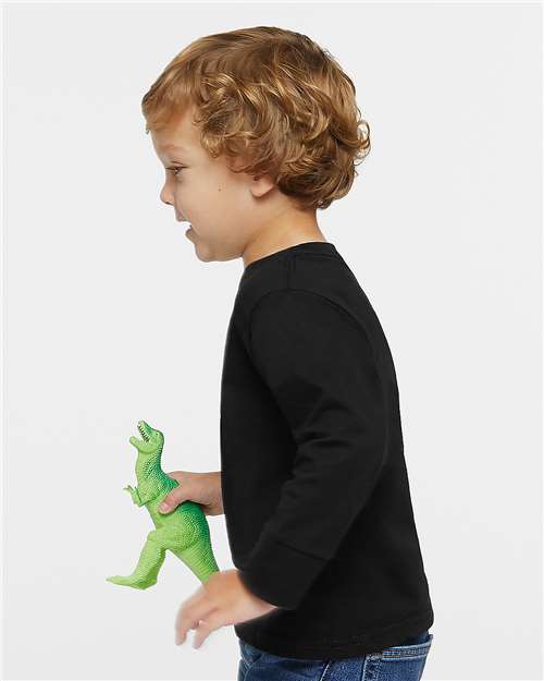Rabbit Skins 3302 Toddler Fine Jersey Long Sleeve Tee - Black - model side