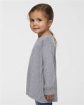 Rabbit Skins 3302 Toddler Fine Jersey Long Sleeve Tee - Heather - model side