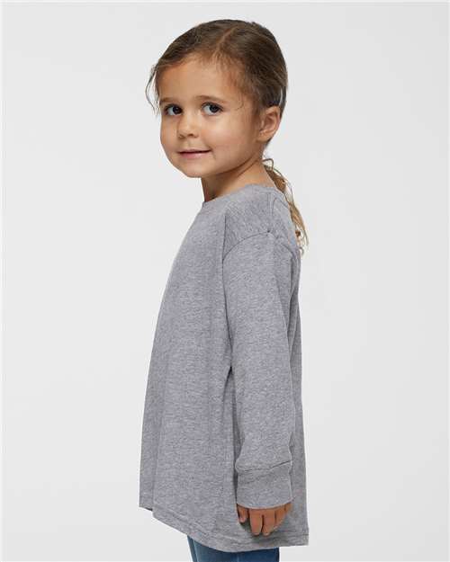 Rabbit Skins 3302 Toddler Fine Jersey Long Sleeve Tee - Heather - model side