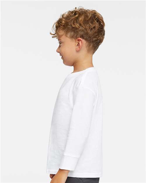 Rabbit Skins 3302 Toddler Fine Jersey Long Sleeve Tee - White - model side