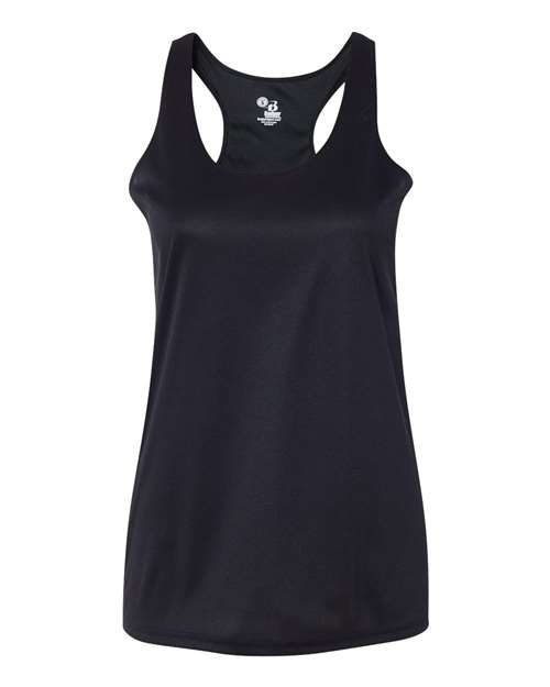 Badger 4166 Women’s B-Core Racerback Tank Top - Black - front
