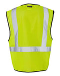 Kishigo 1519-1520 Unisex Single Pocket Zipper Mesh Class 2 Vest - Lime - back