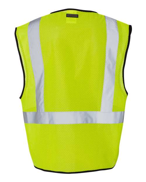 Kishigo 1519-1520 Unisex Single Pocket Zipper Mesh Class 2 Vest - Lime - back