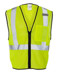 Kishigo 1519-1520 Unisex Single Pocket Zipper Mesh Class 2 Vest - Lime - front