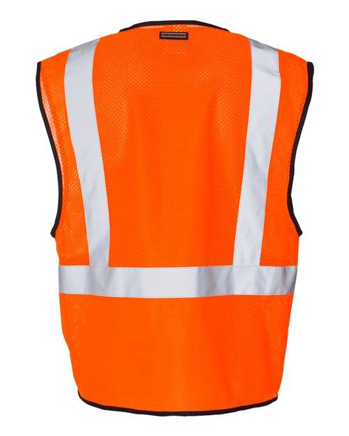 Kishigo 1519-1520 Unisex Single Pocket Zipper Mesh Class 2 Vest - Orange - back
