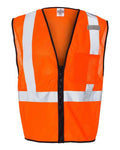 Kishigo 1519-1520 Unisex Single Pocket Zipper Mesh Class 2 Vest - Orange - front
