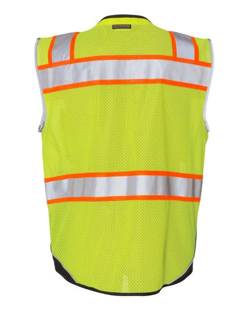 Kishigo 1515-1516 Unisex Premium Black Series Black Bottom Class 2 Vest - Lime - back