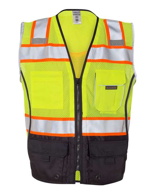 Kishigo 1515-1516 Unisex Premium Black Series Black Bottom Class 2 Vest - Lime - front