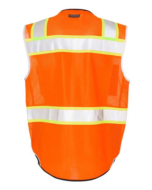 Kishigo 1515-1516 Unisex Premium Black Series Black Bottom Class 2 Vest - Orange - back