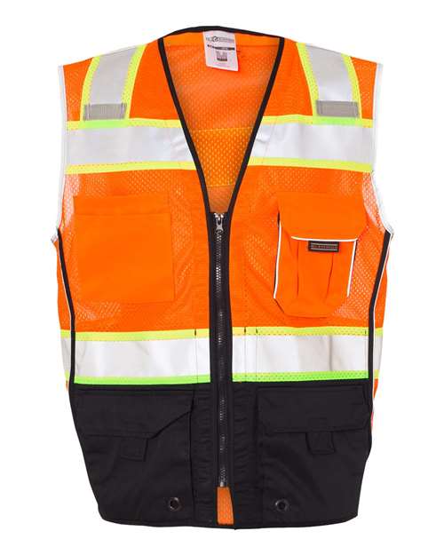 Kishigo 1515-1516 Unisex Premium Black Series Black Bottom Class 2 Vest - Orange - front