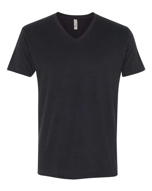 Next Level 6440 Men's Sueded V-Neck T-Shirt - Black - front