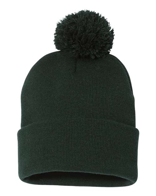 Sportsman SP15 12" Pom-Pom Cuffed Beanie - Forest - back