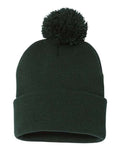 Sportsman SP15 12" Pom-Pom Cuffed Beanie - Forest - front