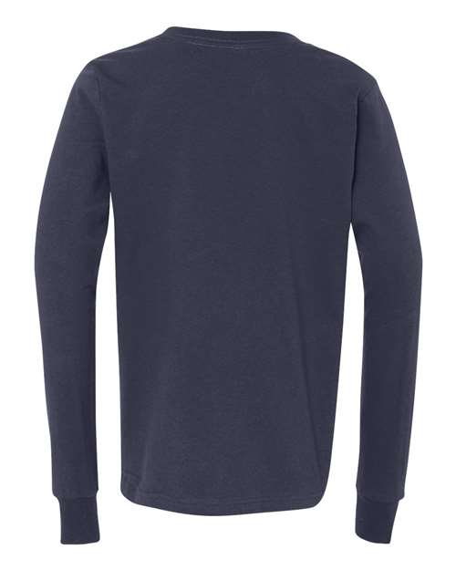 BELLA + CANVAS 3501Y Youth Jersey Long Sleeve Tee - Navy - back