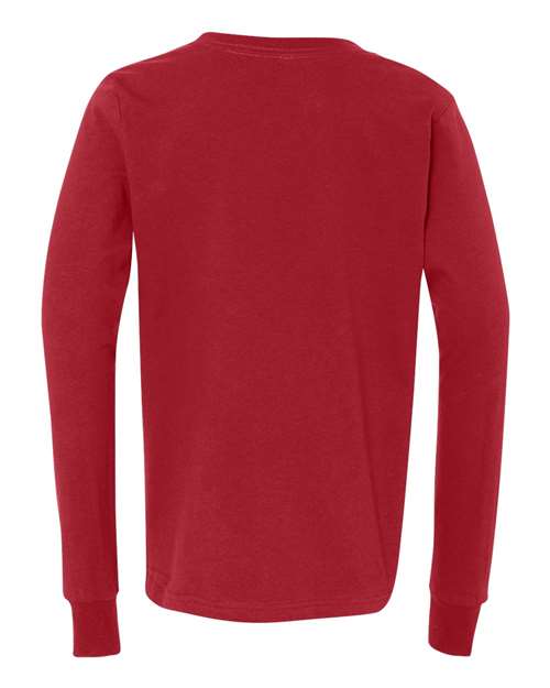 BELLA + CANVAS 3501Y Youth Jersey Long Sleeve Tee - Red - back
