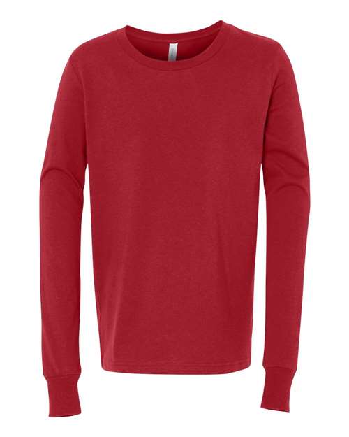 BELLA + CANVAS 3501Y Youth Jersey Long Sleeve Tee - Red - front